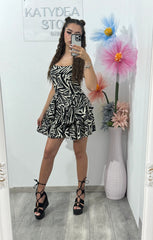 Rochie cu zebră print și cristale Abby