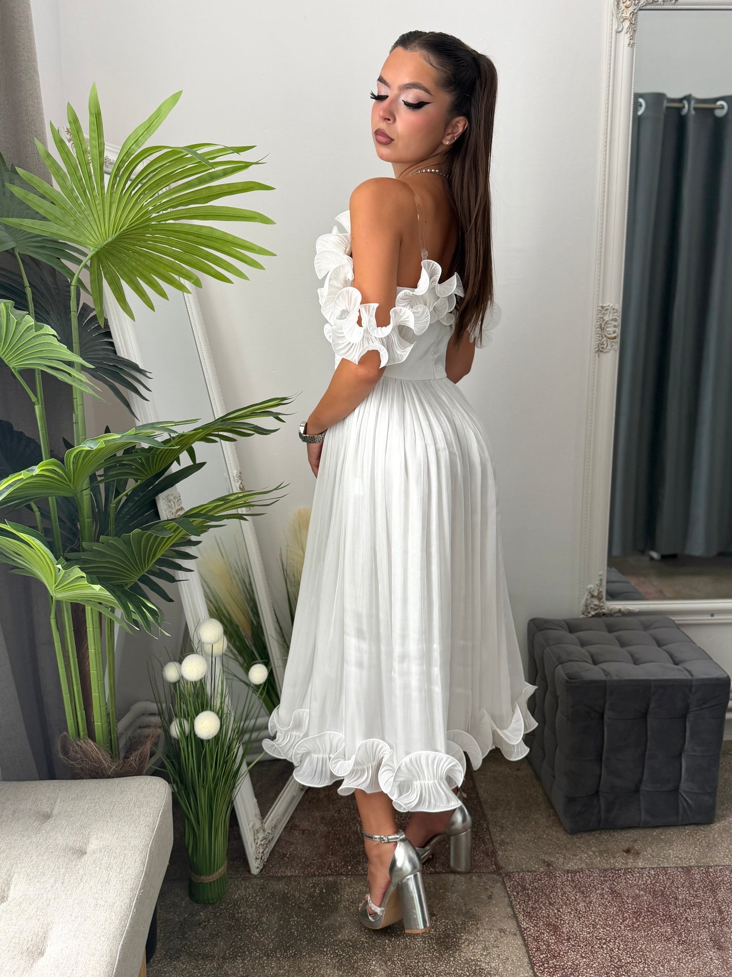 Rochie eleganta alba Paulinne