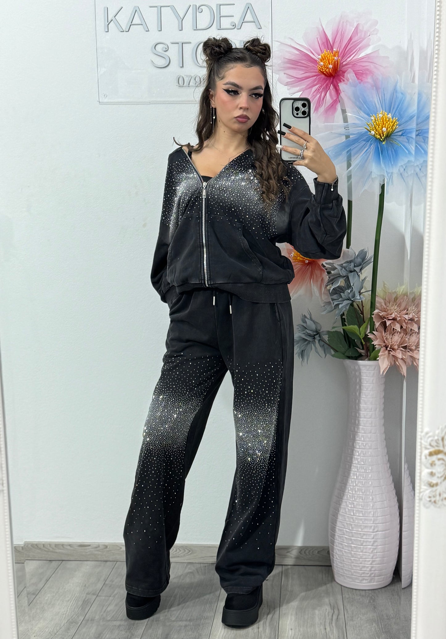 Compleu gri cu cristale ștanțate Princess