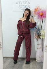 Compleu cu cristale ștanțate burgundy MARA