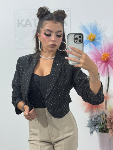 Sacou elegant cu cristale negru Karina