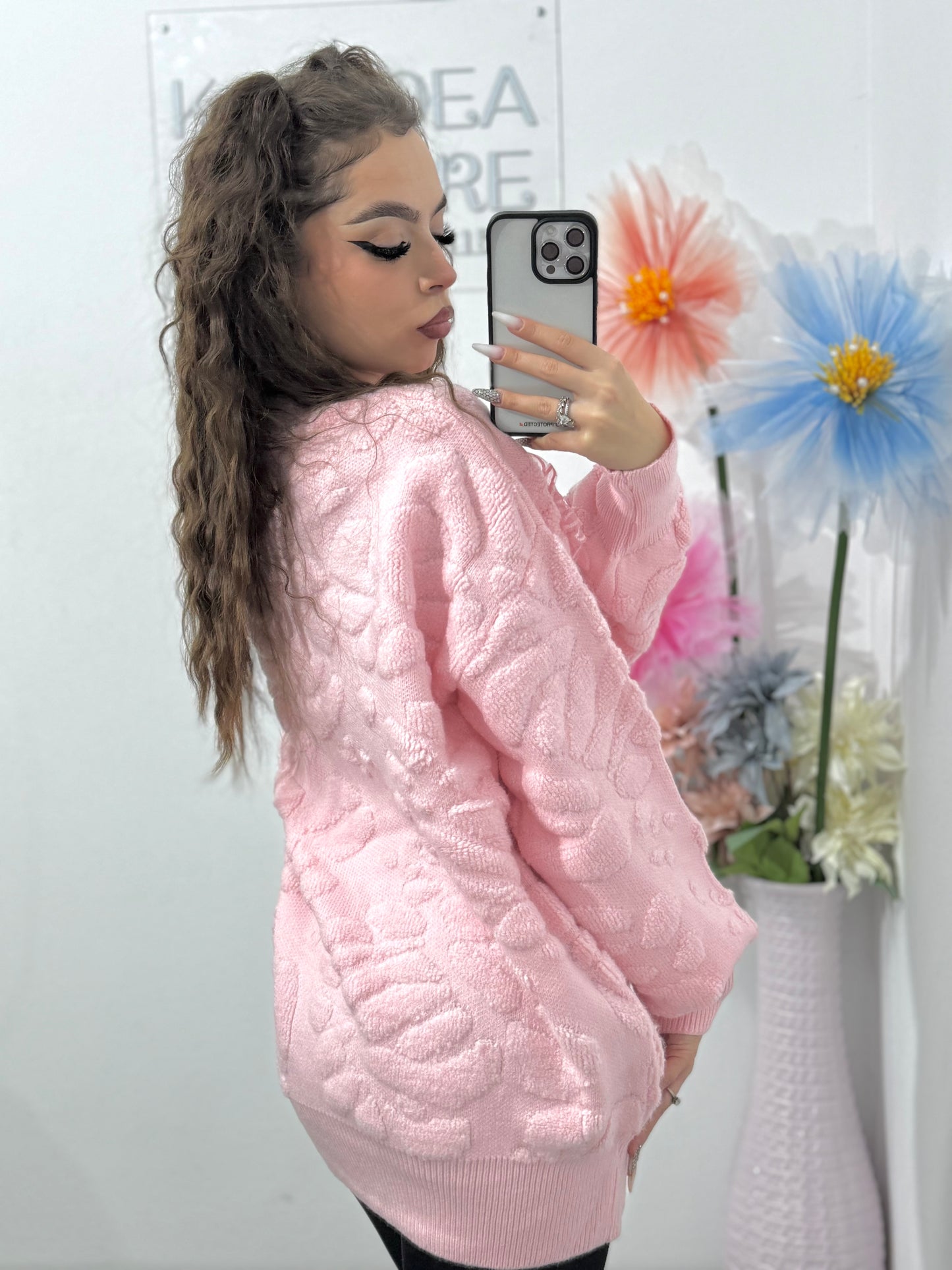 Pulover cu perle și flori 3D ELLA