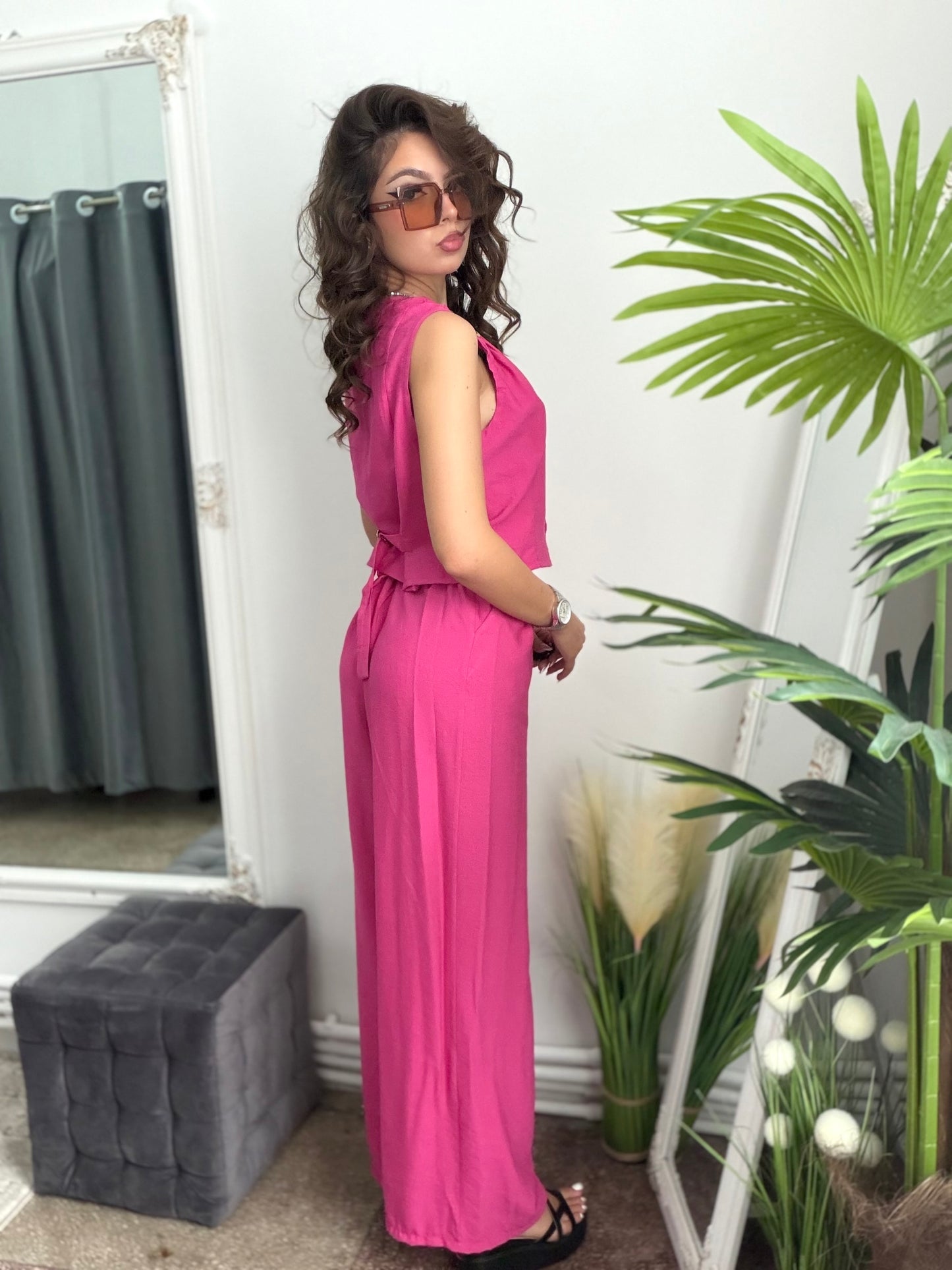 Compleu din in ELEGANCE fucsia