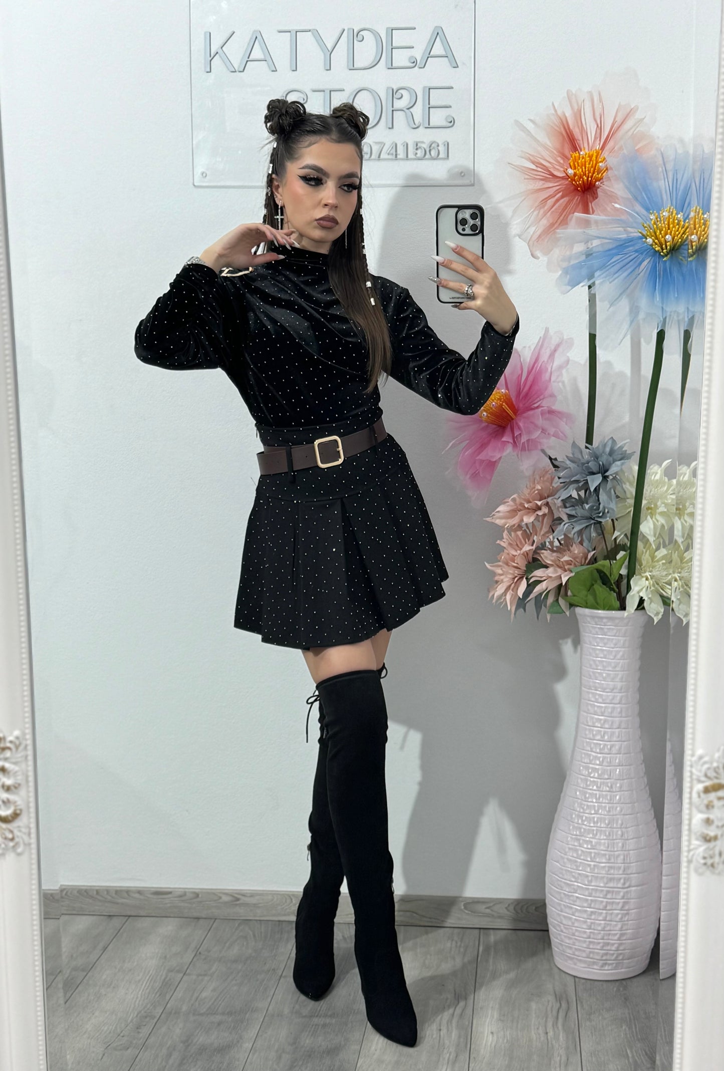 Fustă cu cristale argintii MELISSA