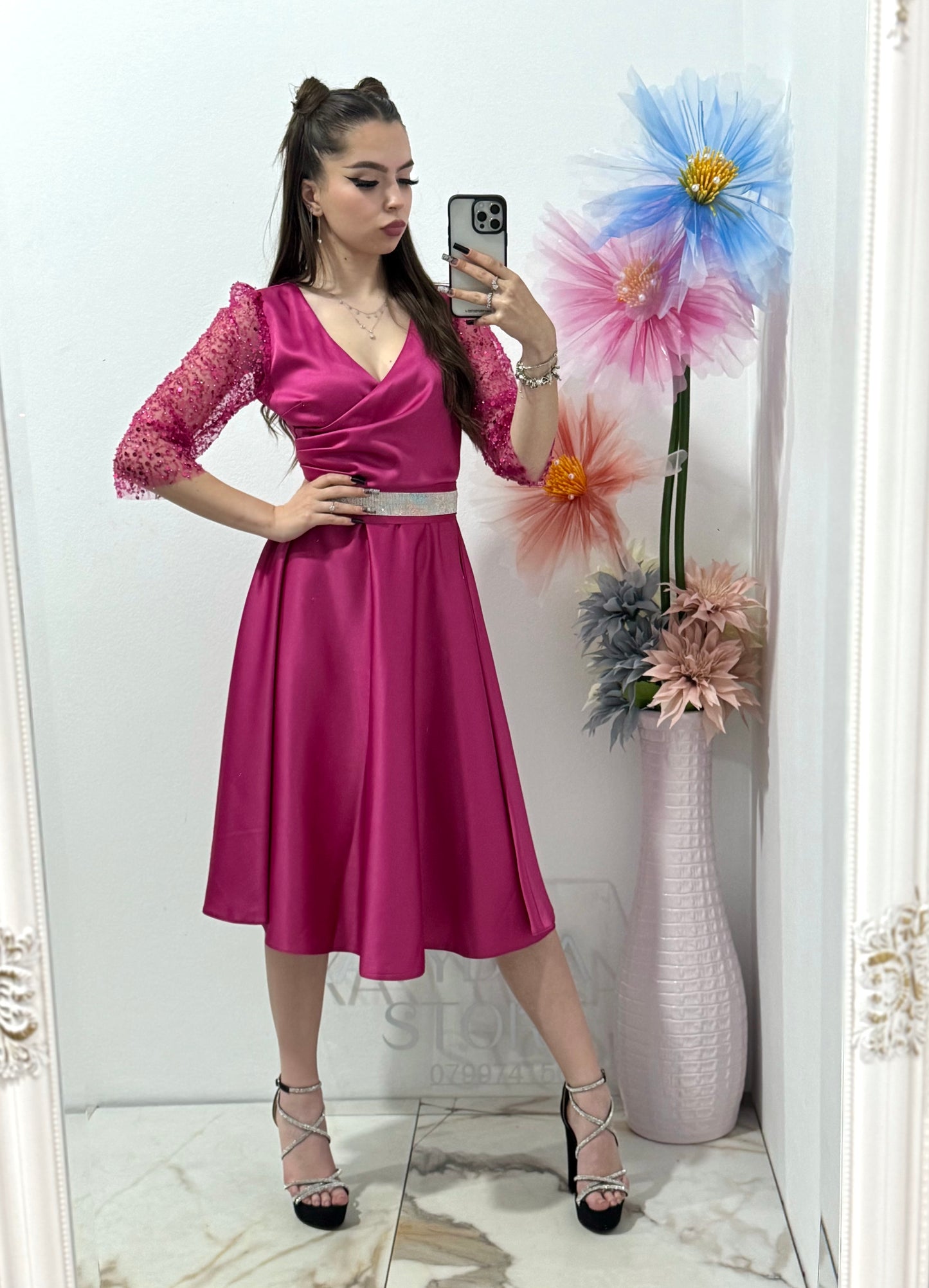 Rochie elegantă fucsia Adria