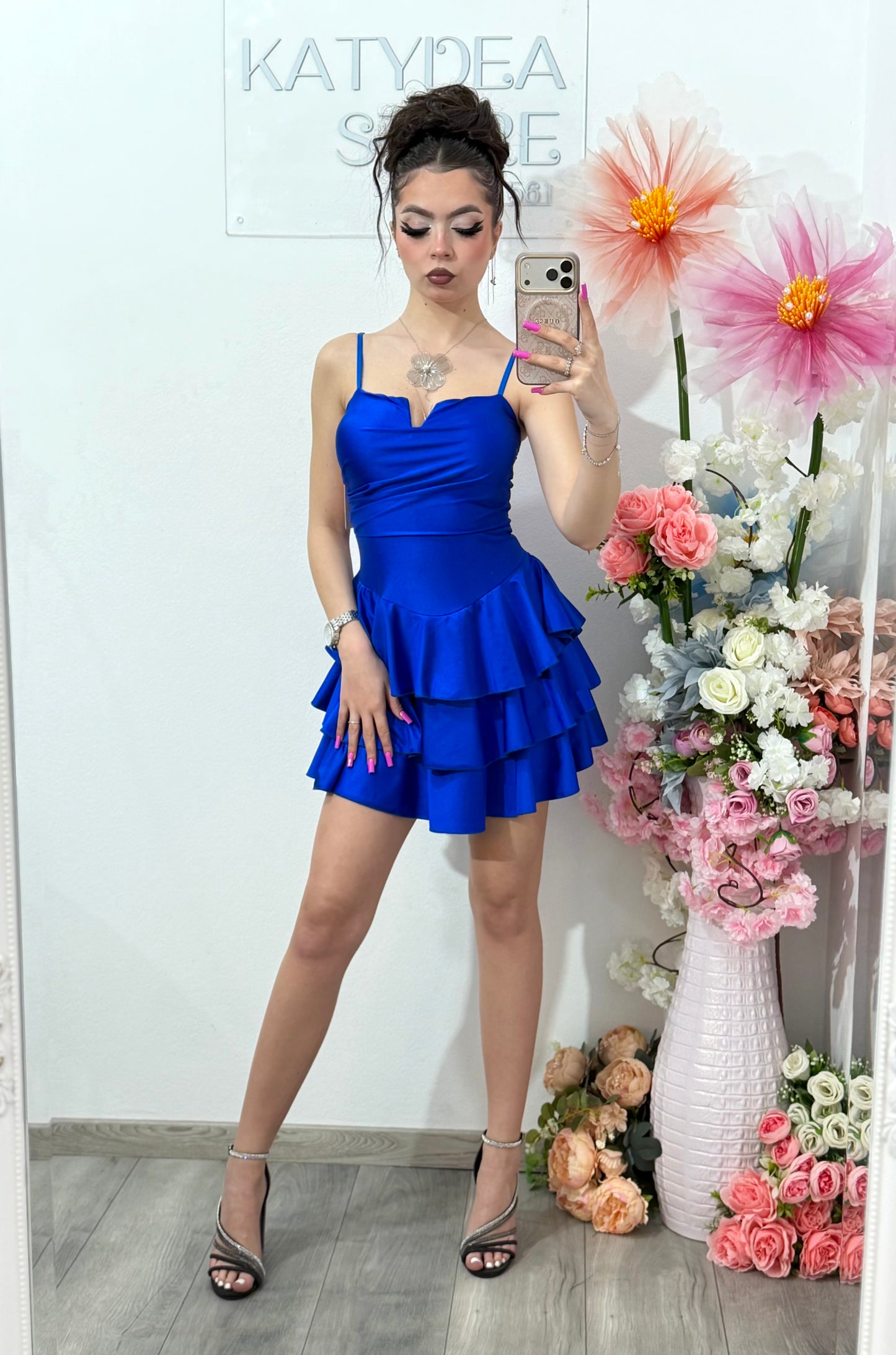 Rochie scurta albastru electric Sabrina