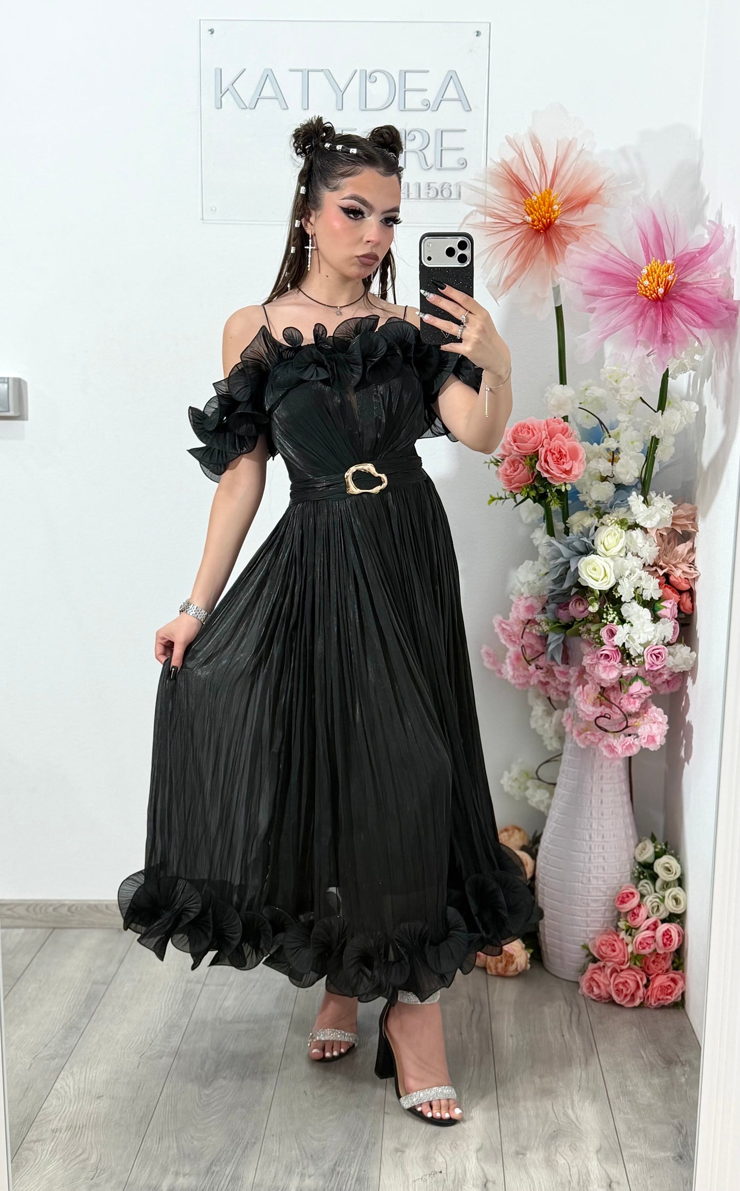Rochie elegantă neagră PAULINNE