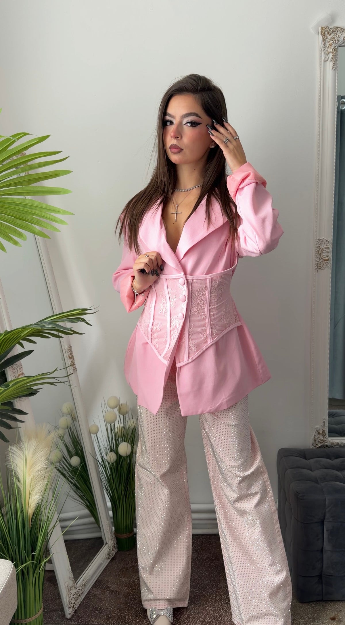 Sacou cu corset roz PRINCESS