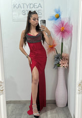 Rochie elegantă cu cristale rosie Katherine
