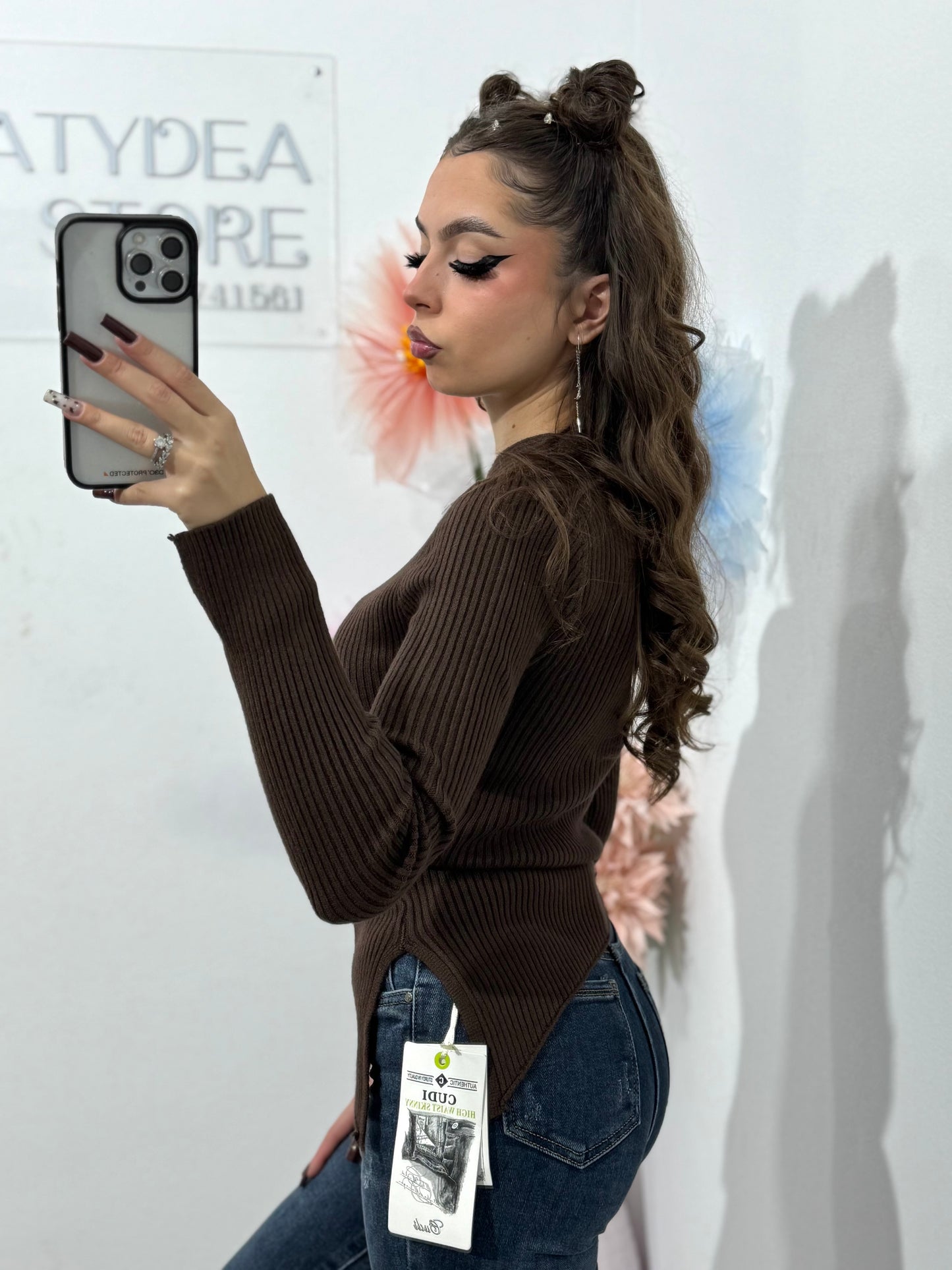 Bluză pe un umăr din tricot ANNA