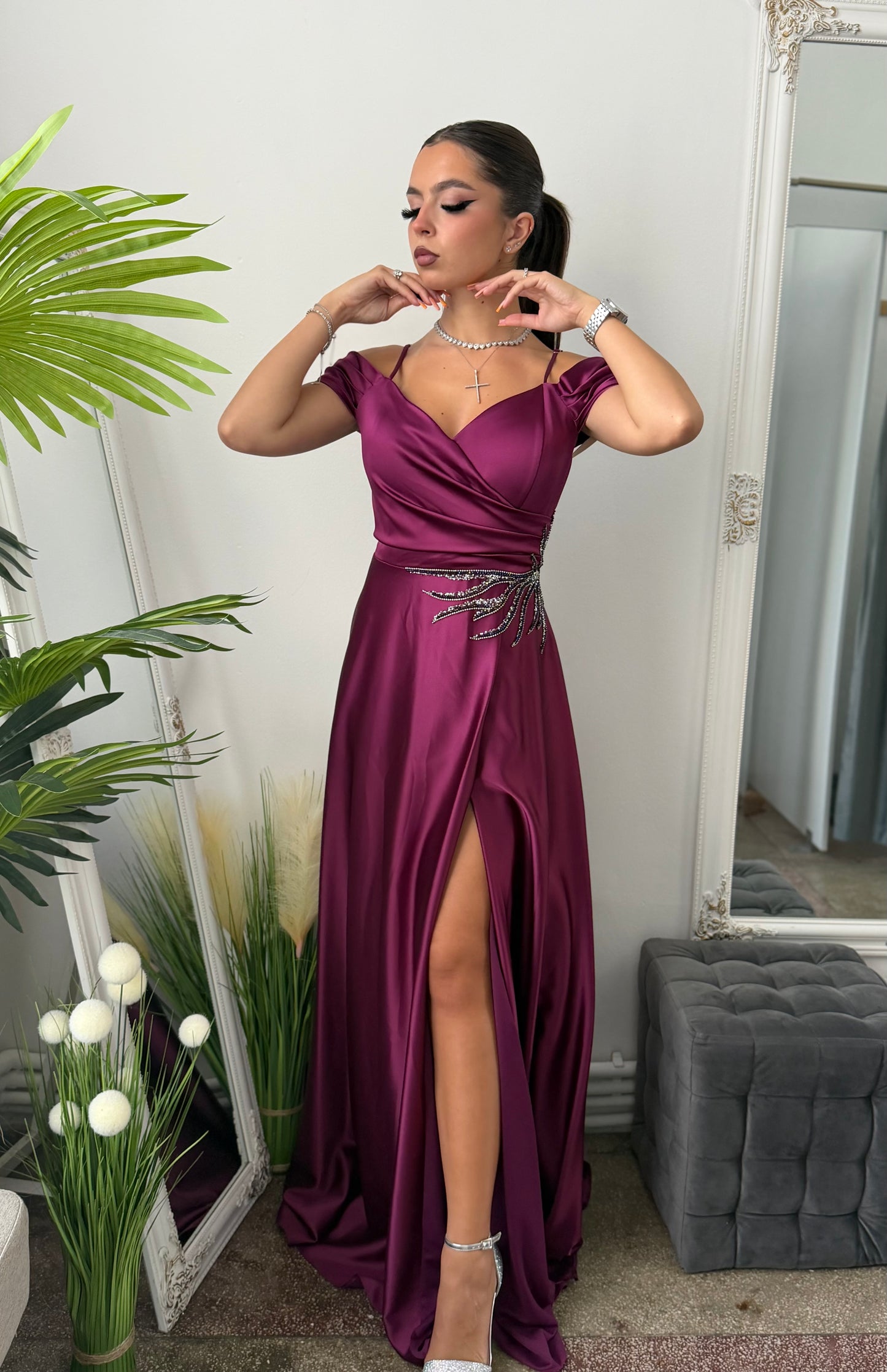 Rochie elegantă prună KARINNA