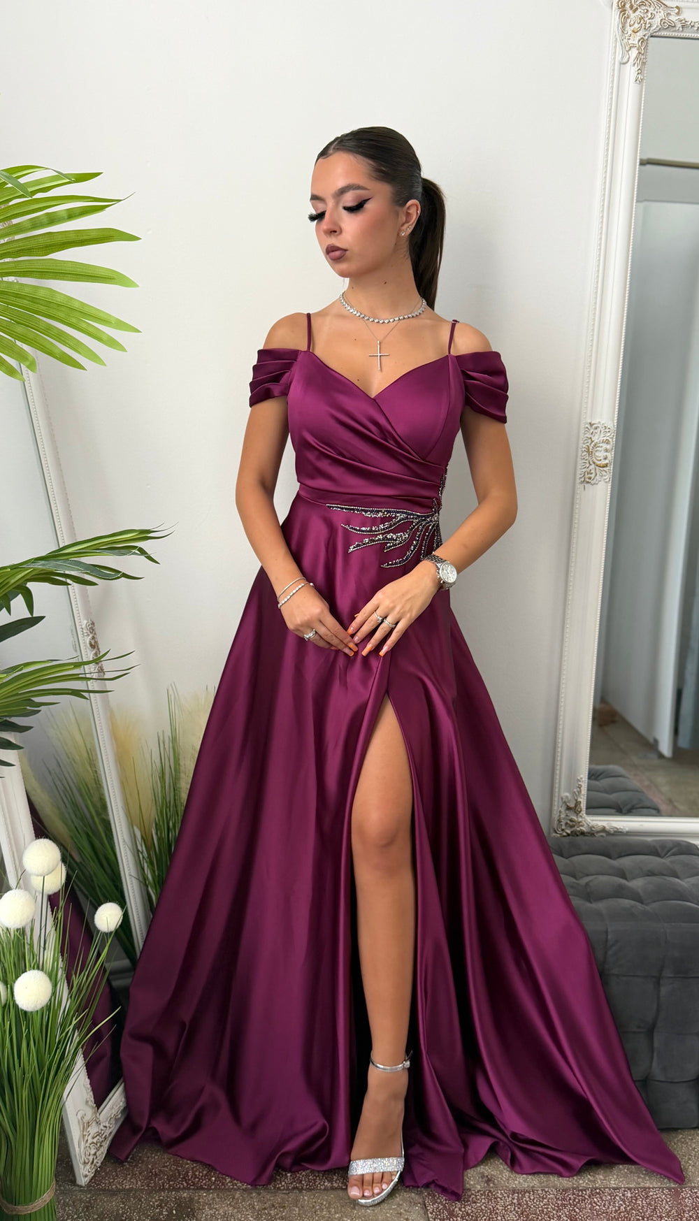 Rochie elegantă prună KARINNA