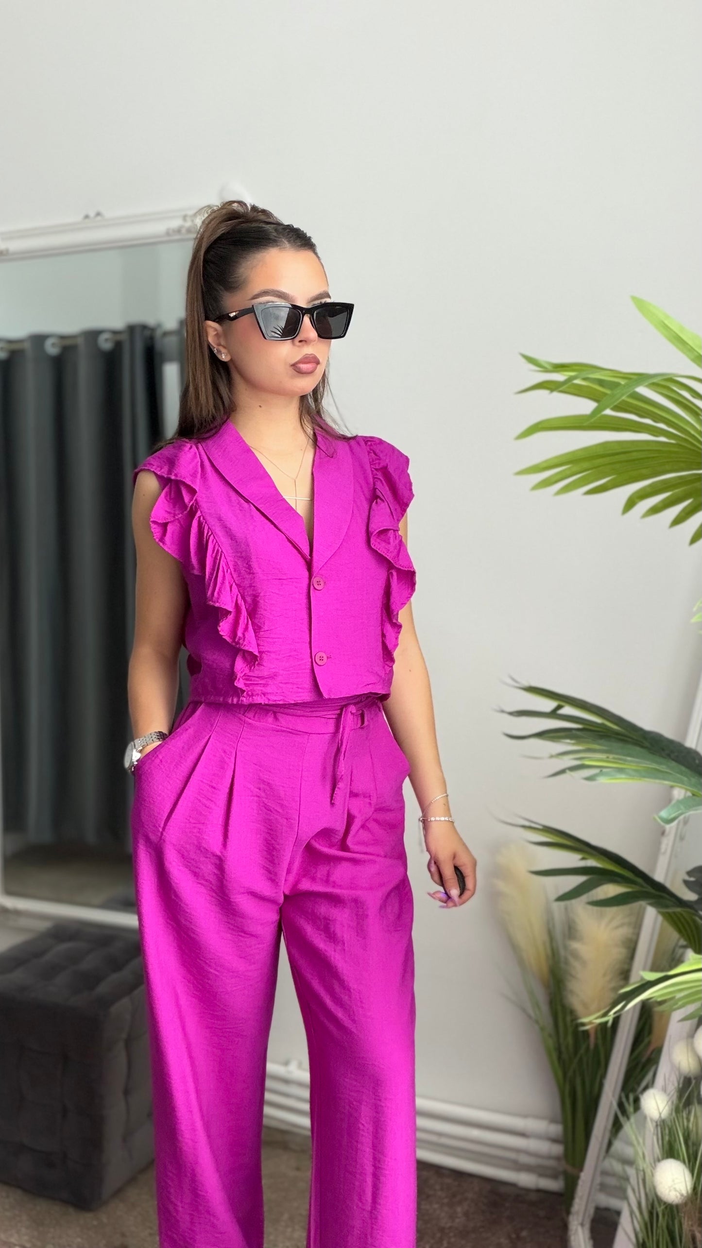 Compleu din in fucsia BELLE