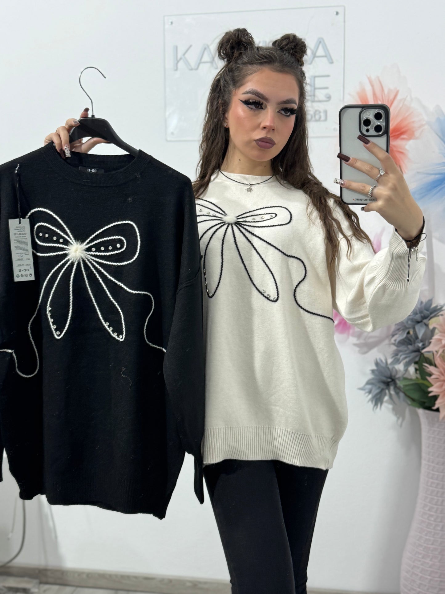 Bluză din tricot cu fundă Georgia