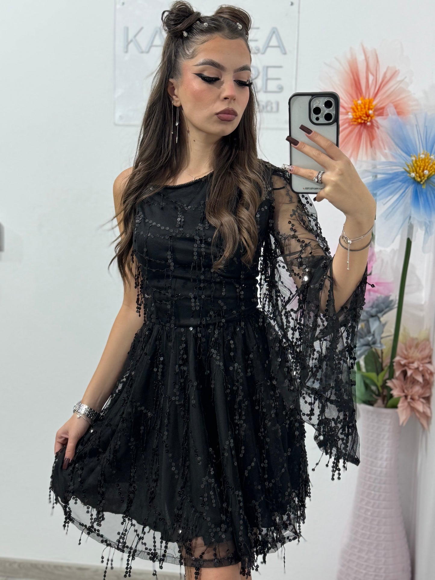 Rochie eleganta cu paiete negre Michelle