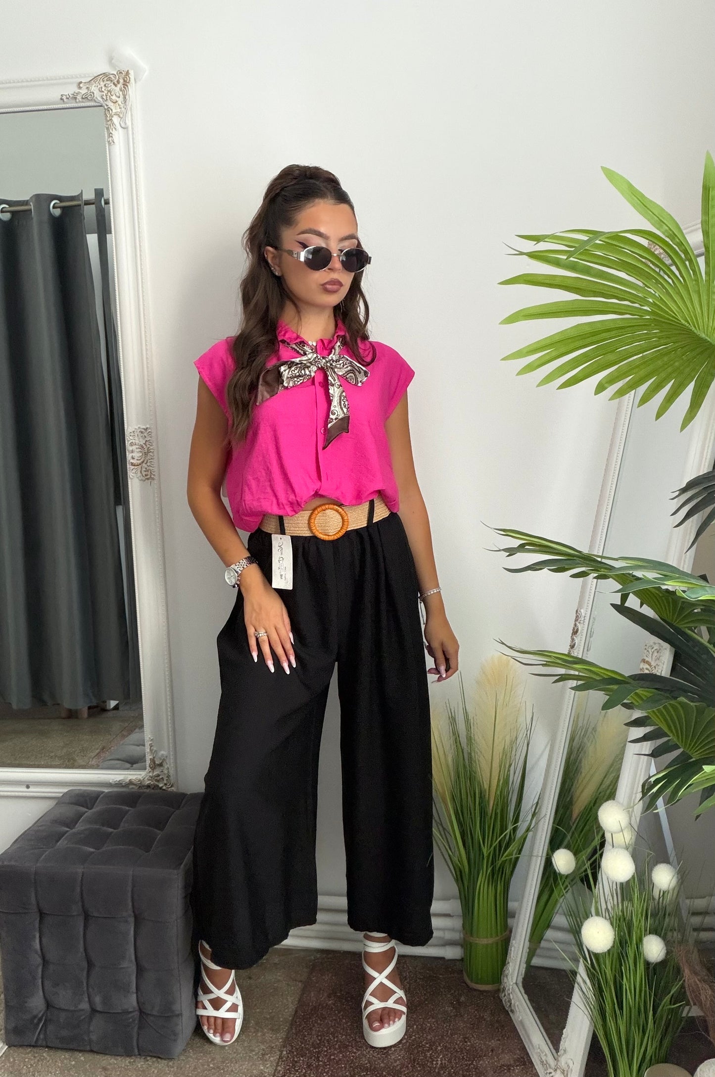 Pantaloni de vară 3/4 negri JULIA