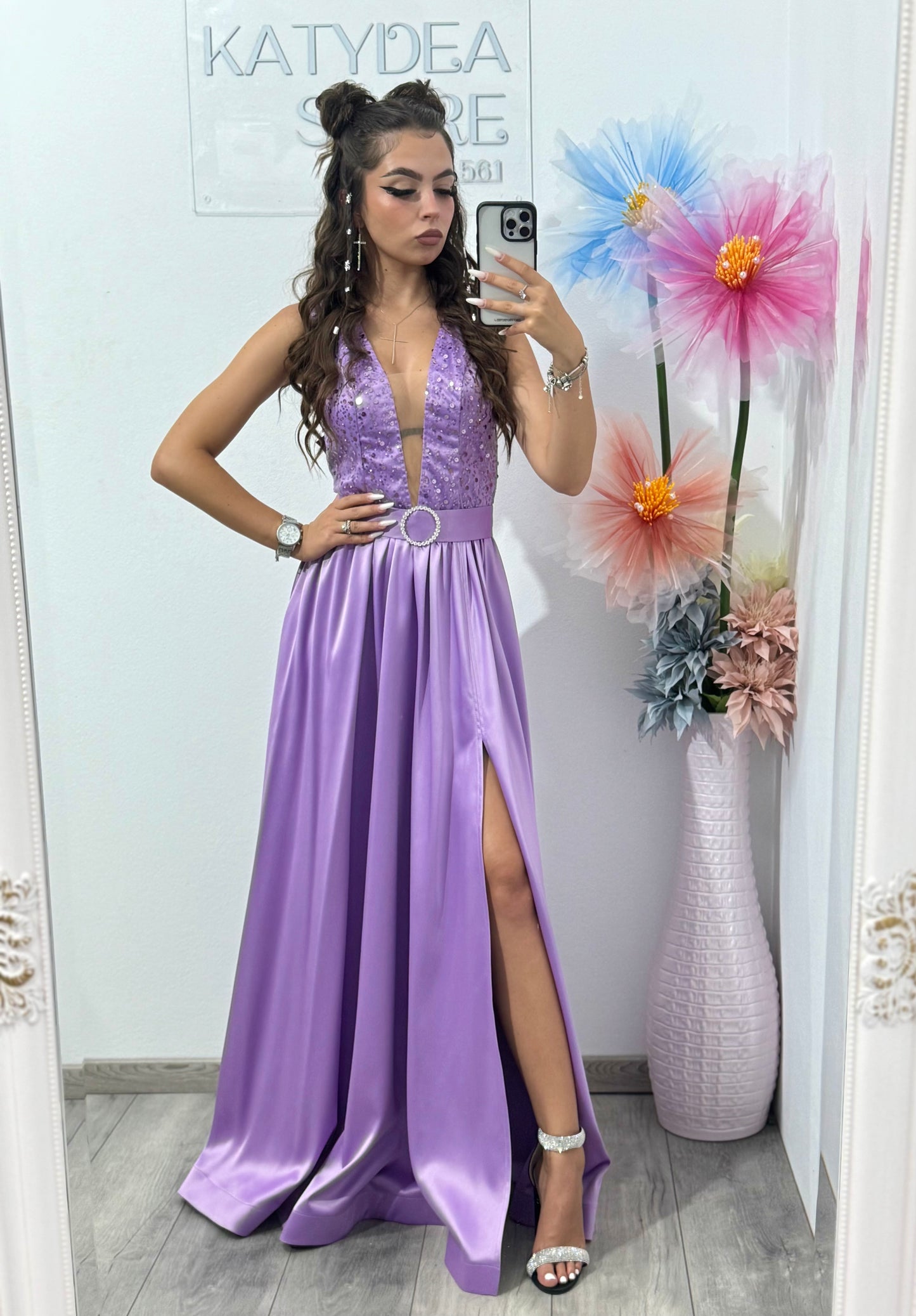 Rochie elegantă din tafta Lila Afrodite