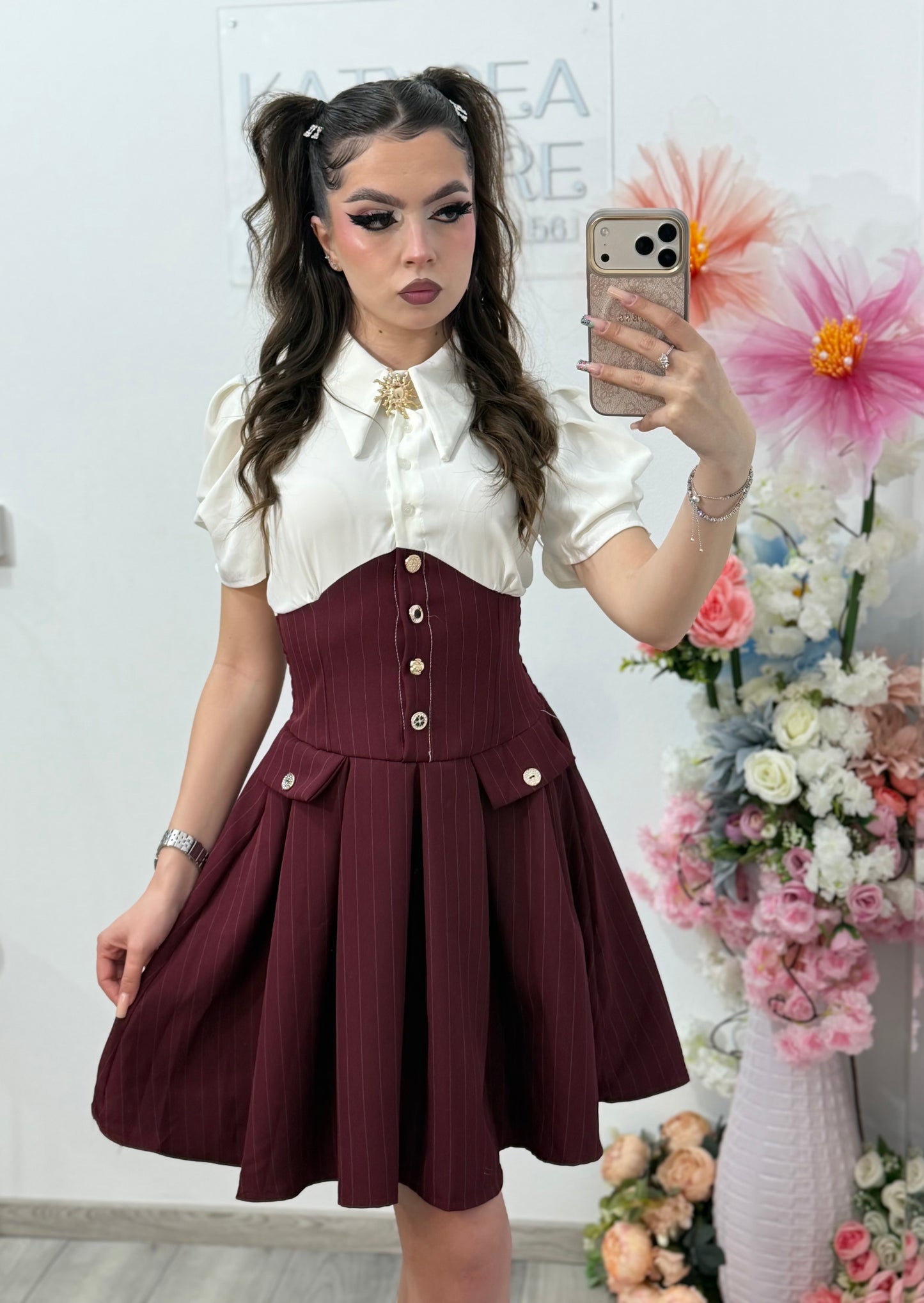 Rochie casual Cosmina cu mânecă scurtă