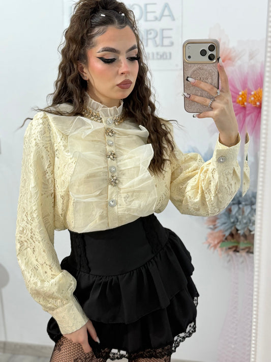 Cămașă cu broderie și bijuterii MARA