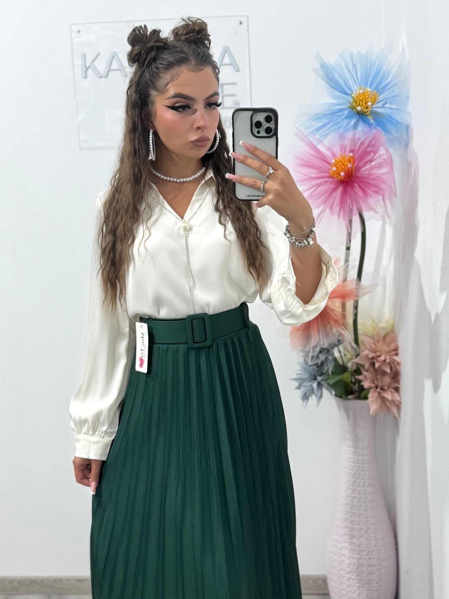 Fustă plisată cu curea Ioana