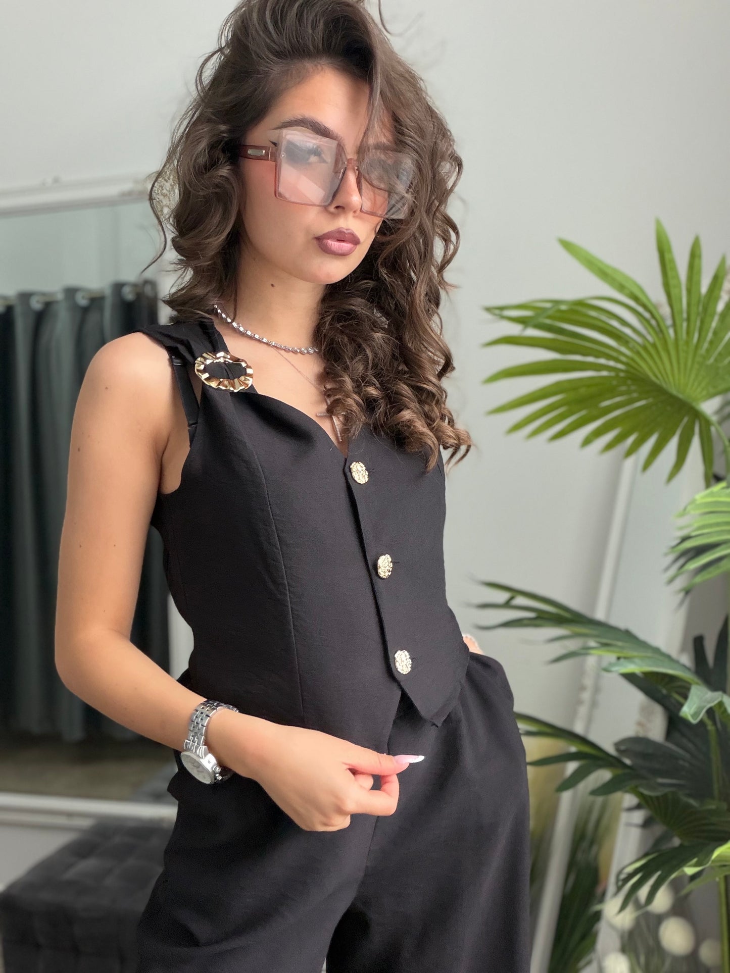 Compleu din in ELEGANCE negru