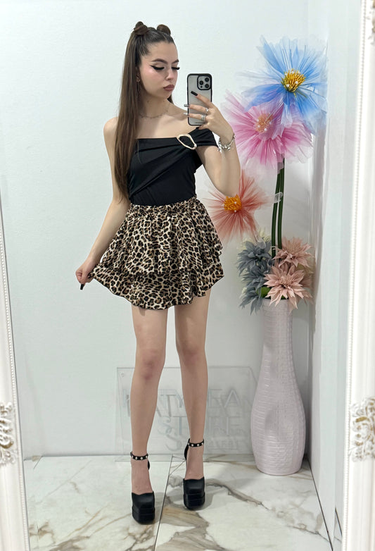 Fustă pantalon cu cristale animal print Valeria