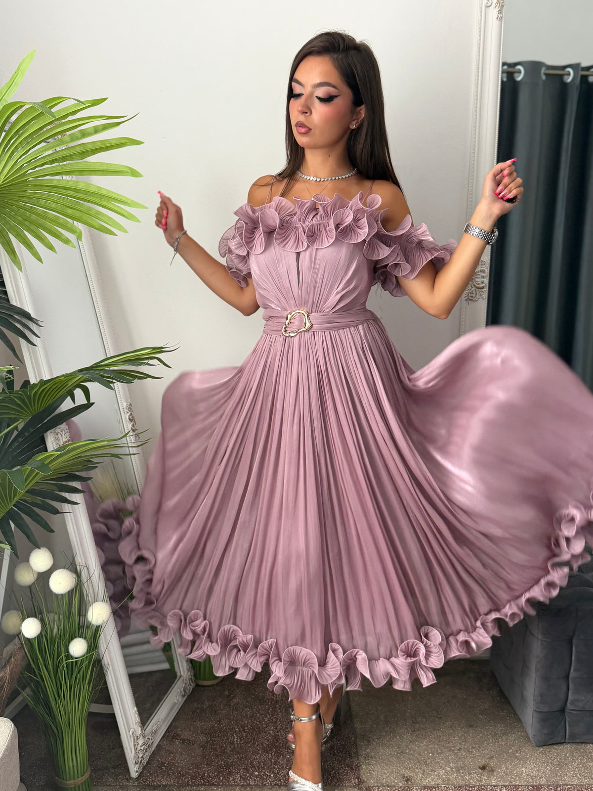 Rochie eleganta lila prafuit Paulinne