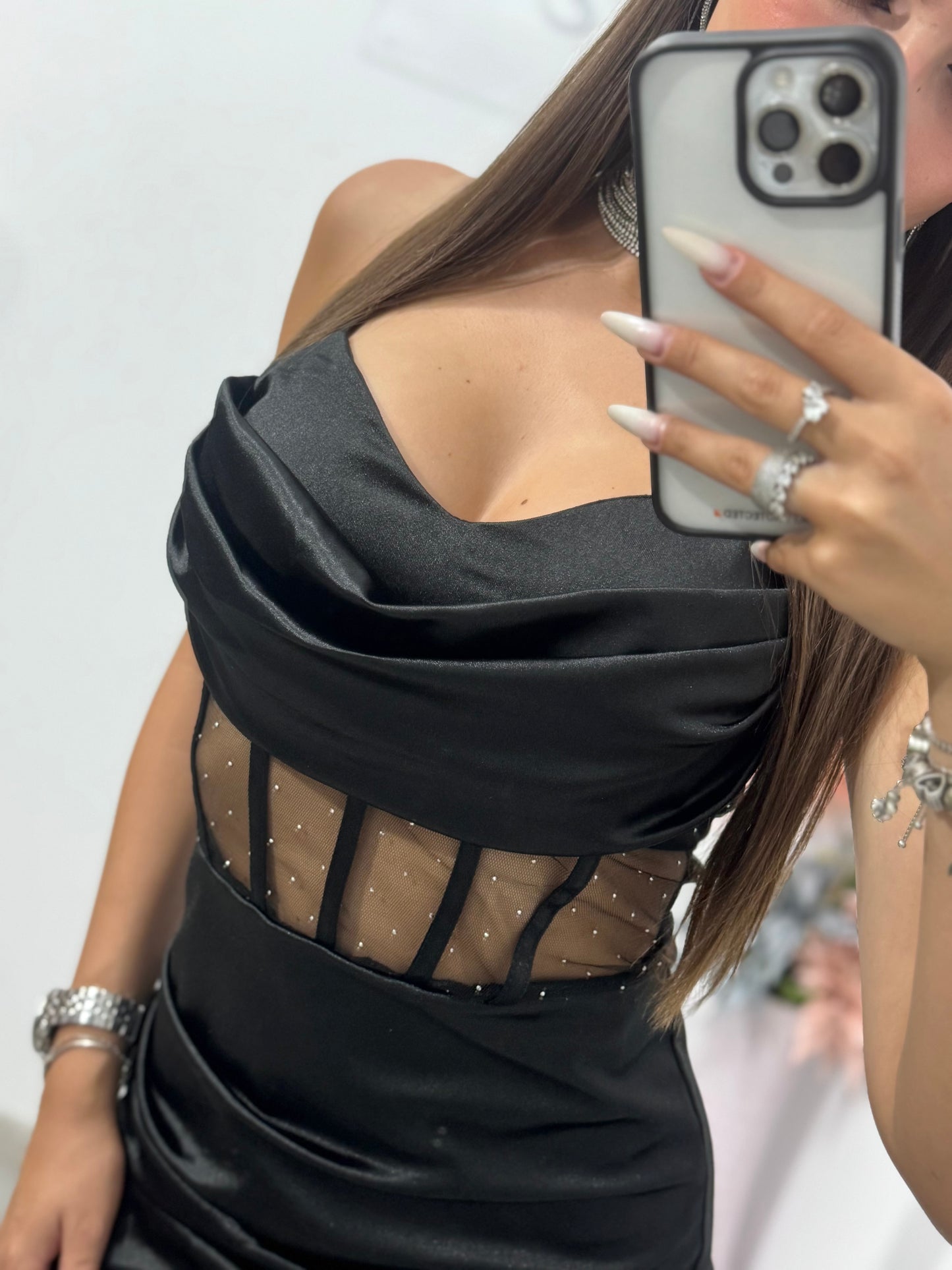 Rochie scurtă cu corset neagră Annemary