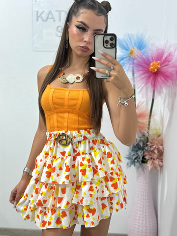 Fustă Bebe portocaliu cu galben