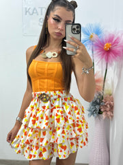 Fustă Bebe portocaliu cu galben