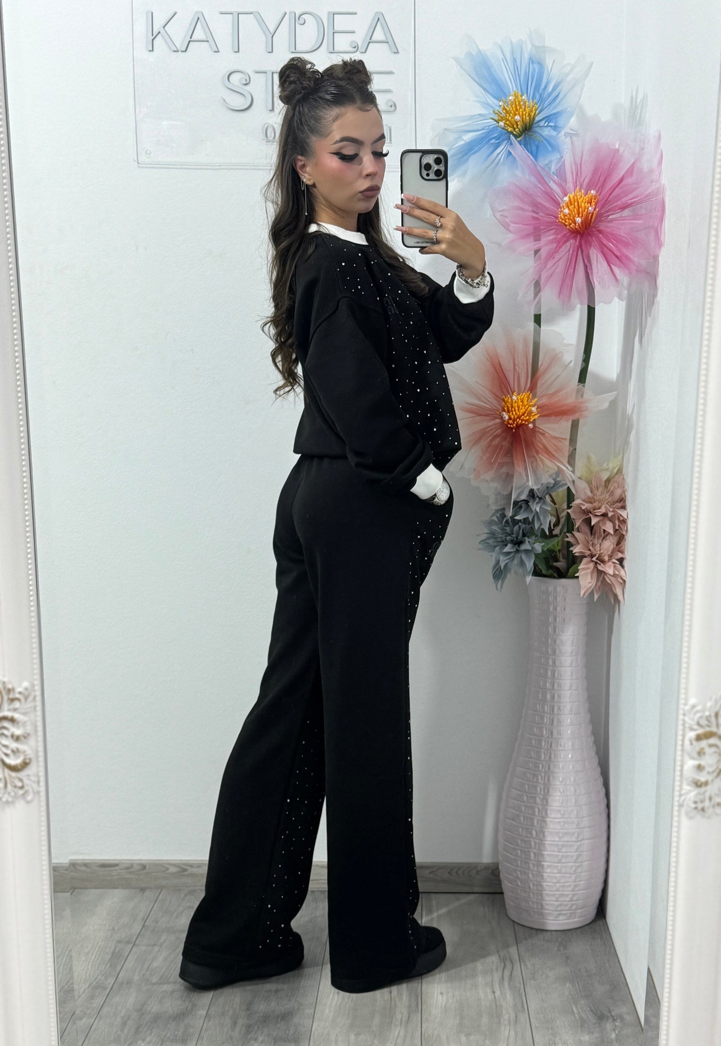 Compleu sport negru cu cristale MIUMIN