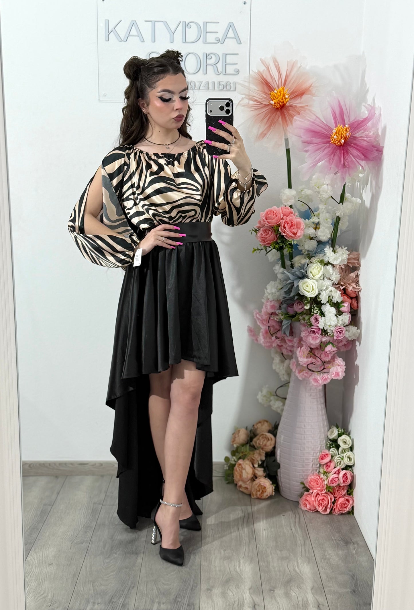 Rochie din satin tip rândunică ELLA