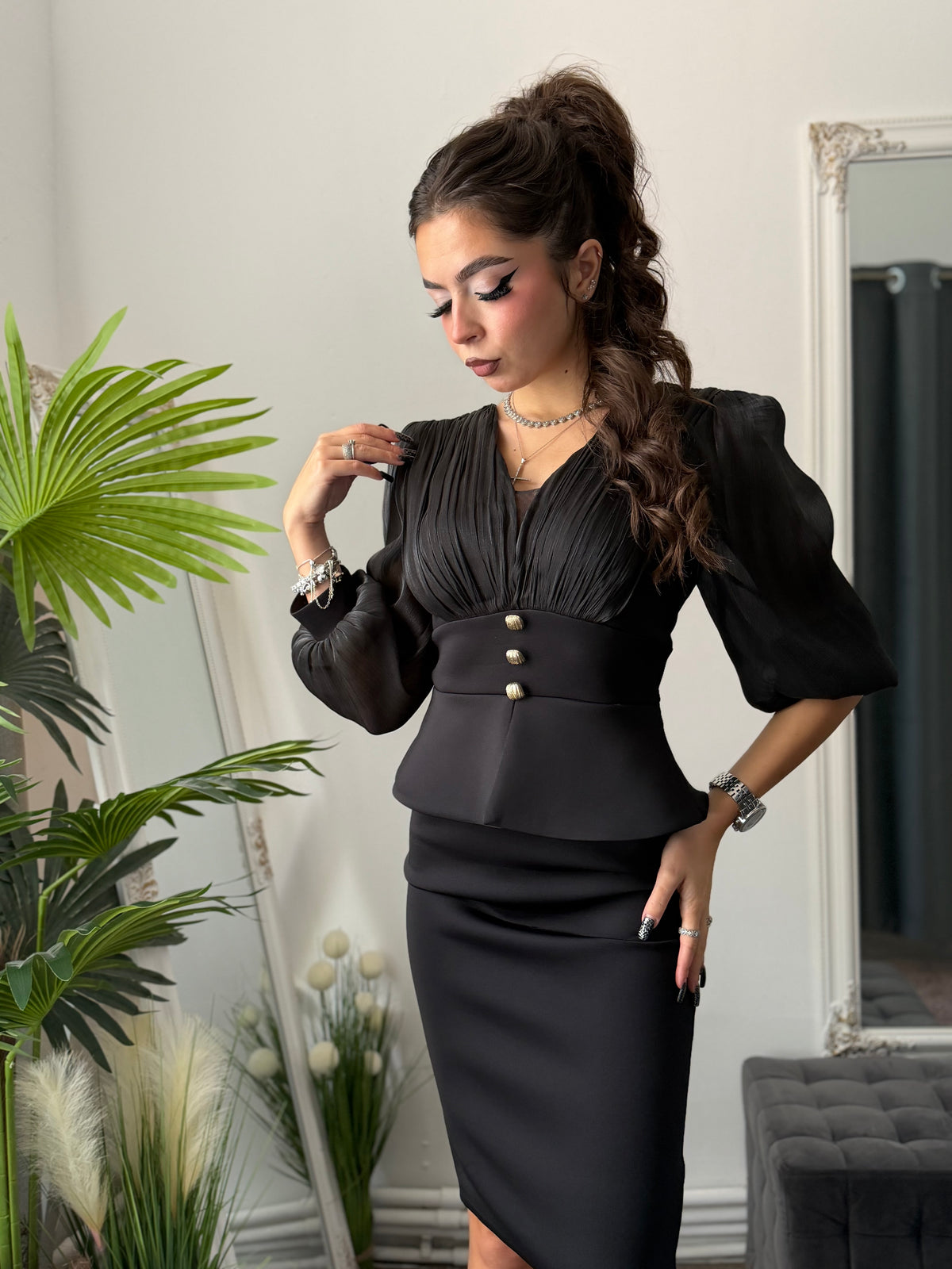Rochie neagră din neopren MARA