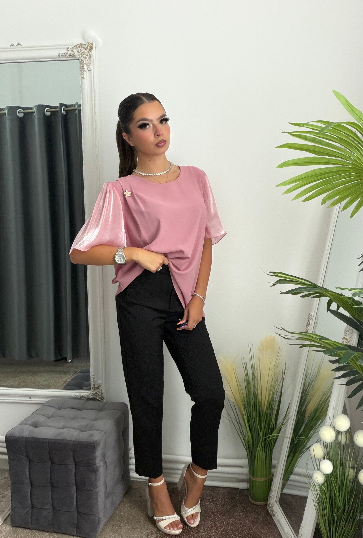 Cămașă elegantă roz ANTONIA
