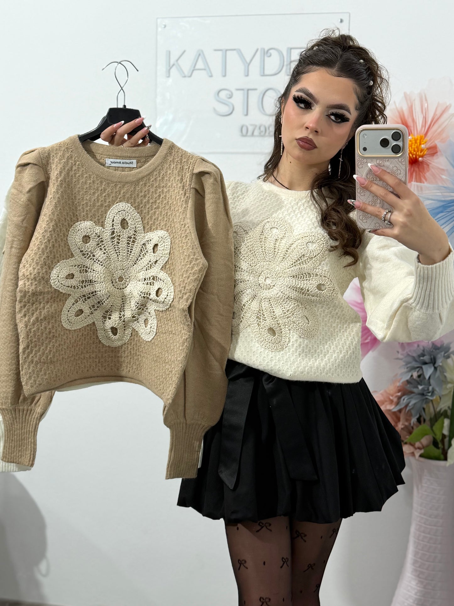 Pulover cu mâneci bufante ANNE