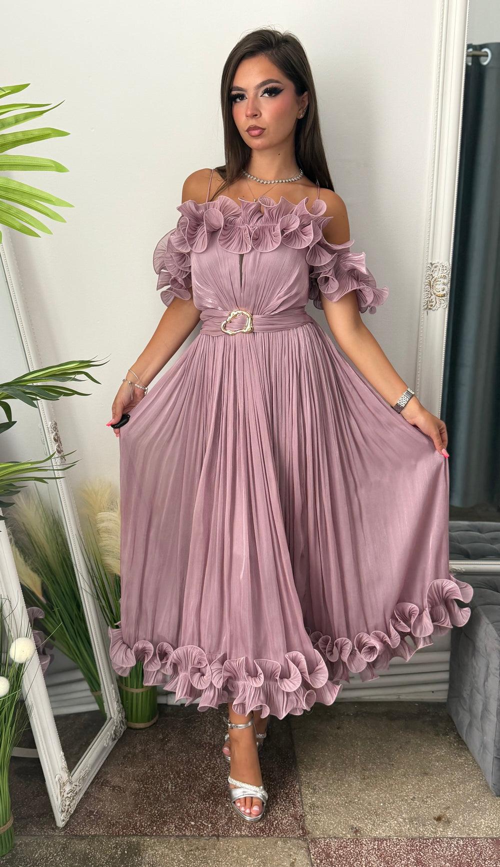 Rochie eleganta lila prafuit Paulinne
