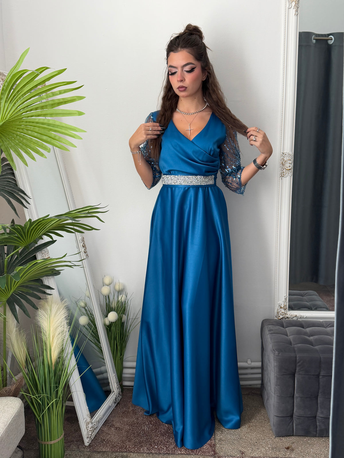 Rochie lungă turcoaz ADRIA