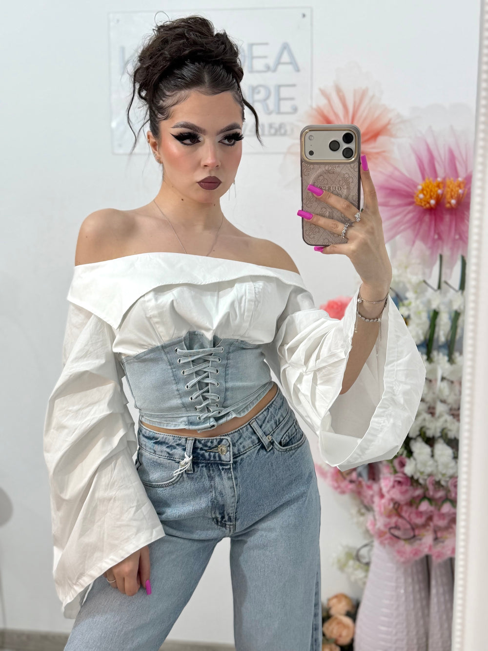 Top stil corset din denim ALICE