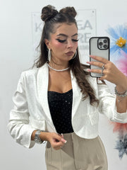 Sacou elegant cu cristale alb Karina