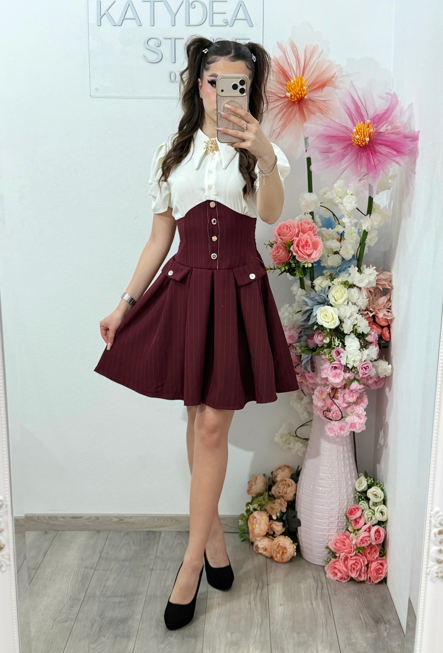 Rochie casual Cosmina cu mânecă scurtă