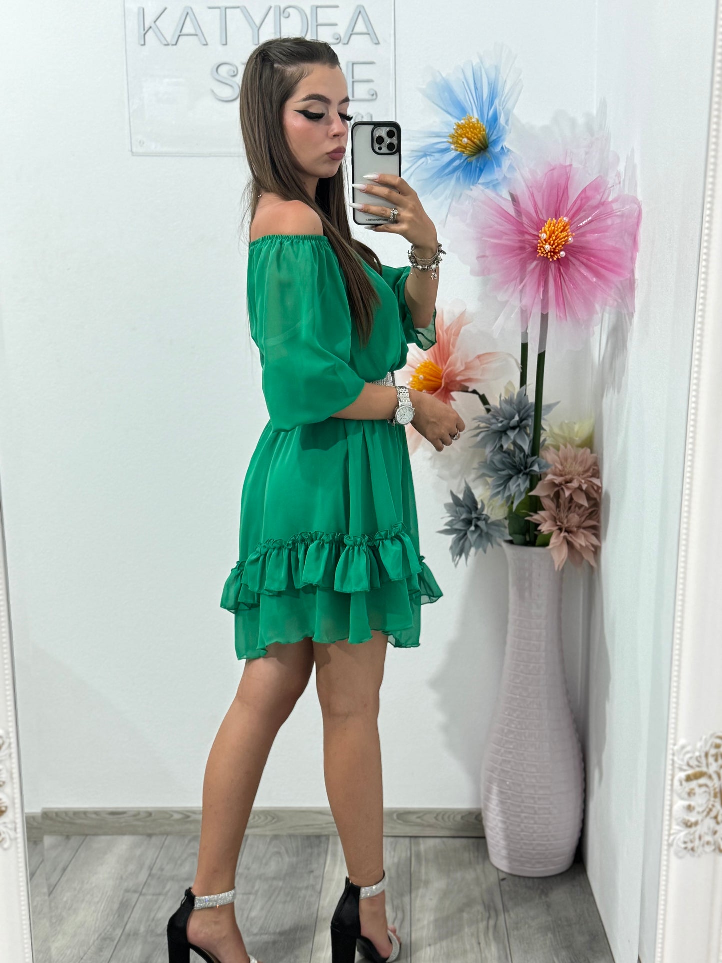 Rochie din voal verde Carla