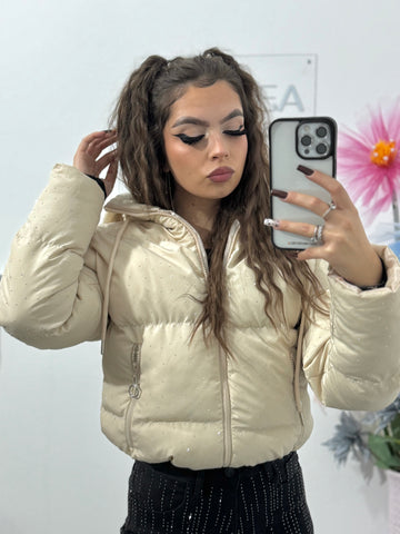 Geacă beige cu cristale ștanțate Tamarra