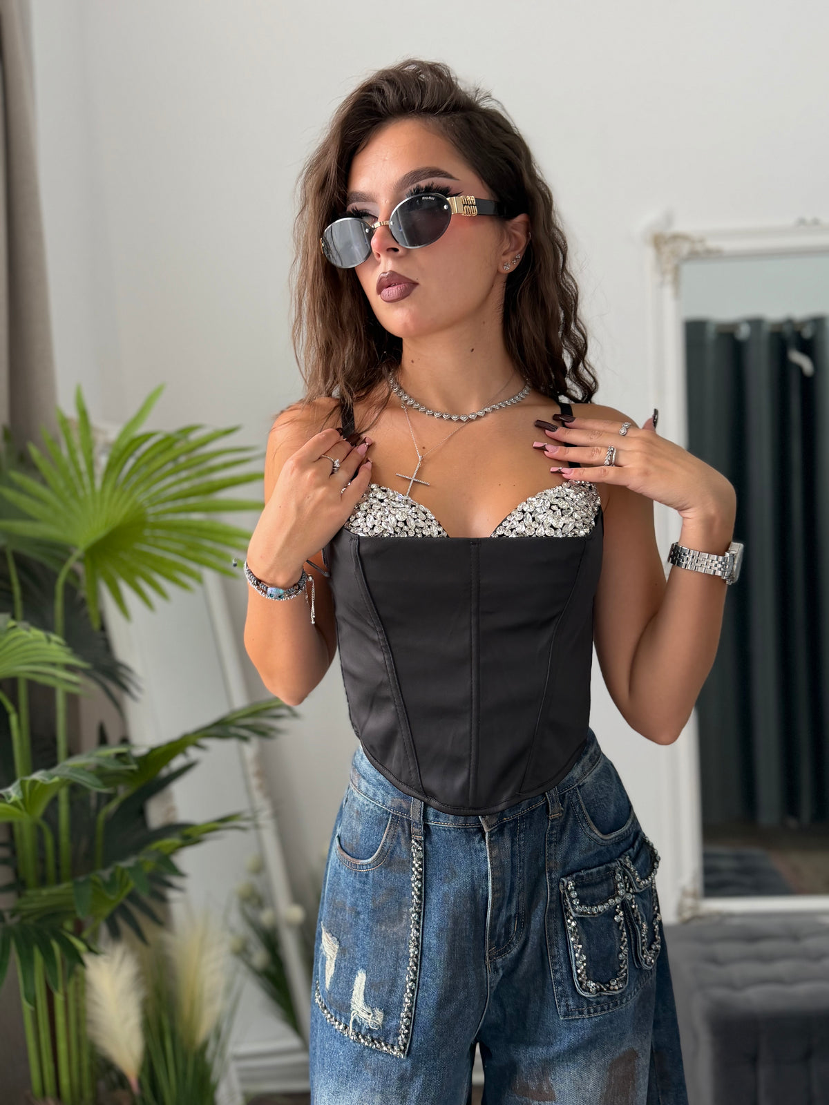 Top tip corset cu cristale luxury