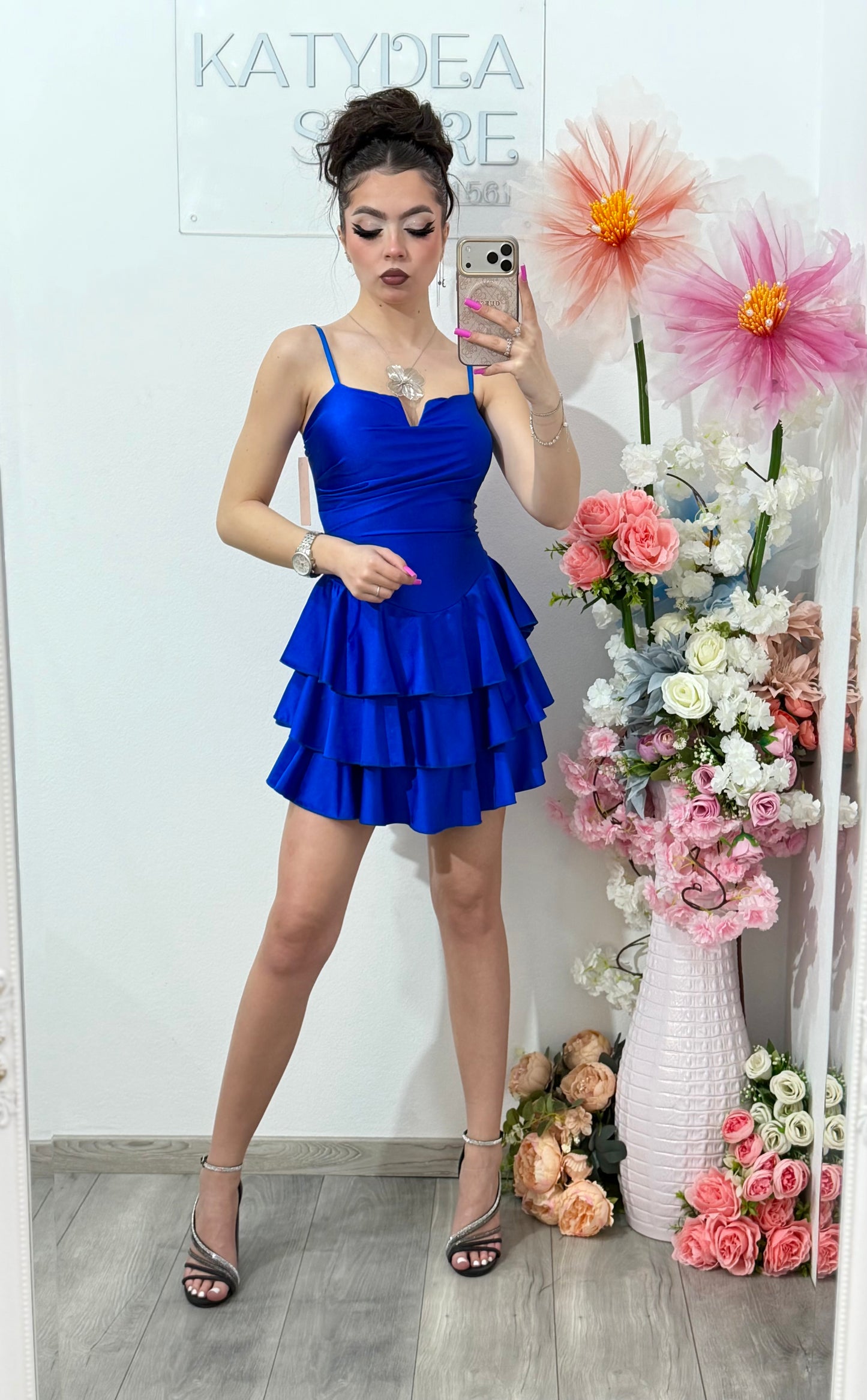 Rochie scurta albastru electric Sabrina