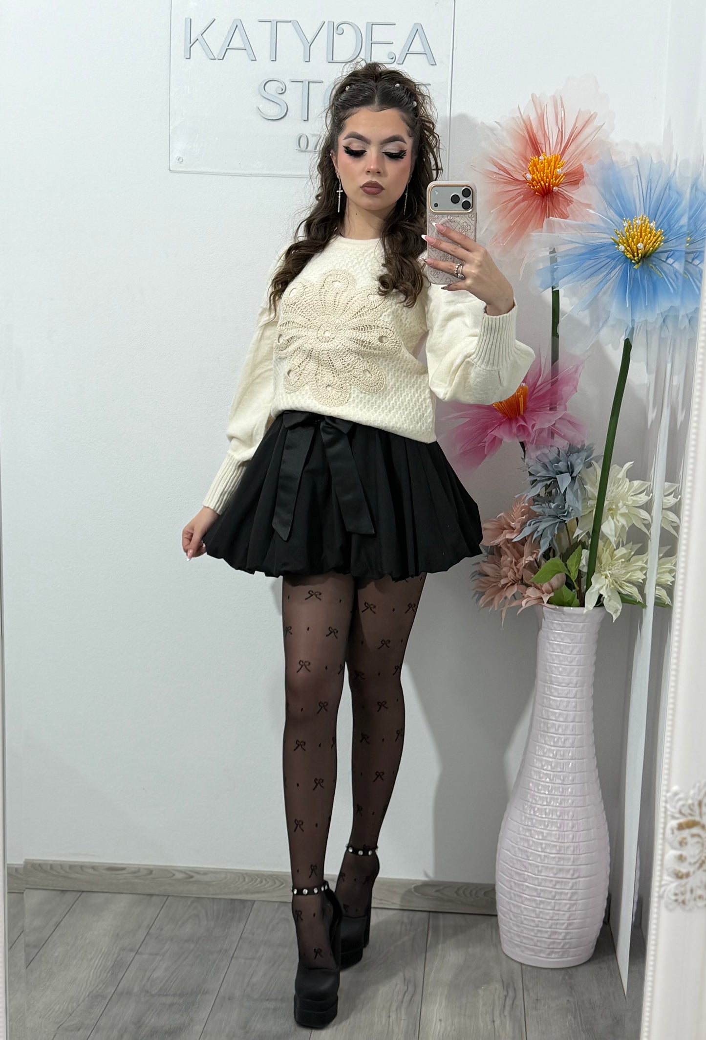 Pulover cu mâneci bufante ANNE