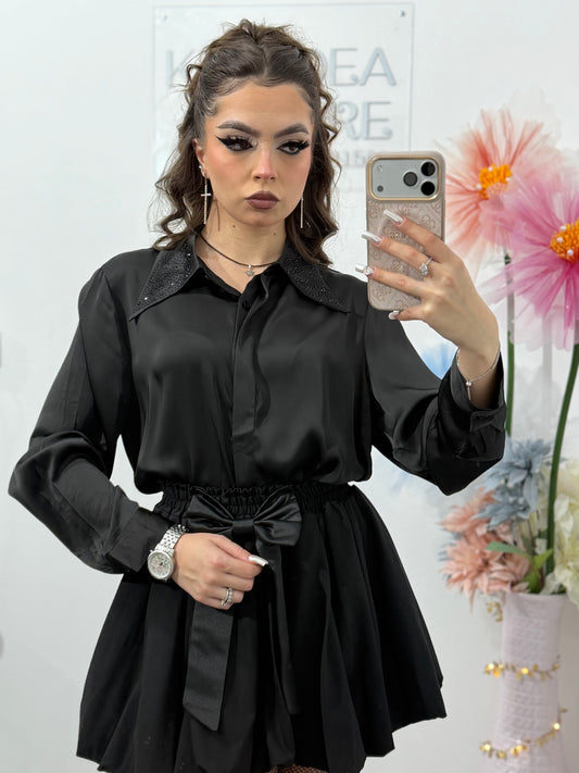 Cămașă satinata cu guler accesorizat PAULA