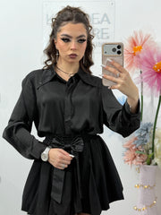 Cămașă satinata cu guler accesorizat PAULA