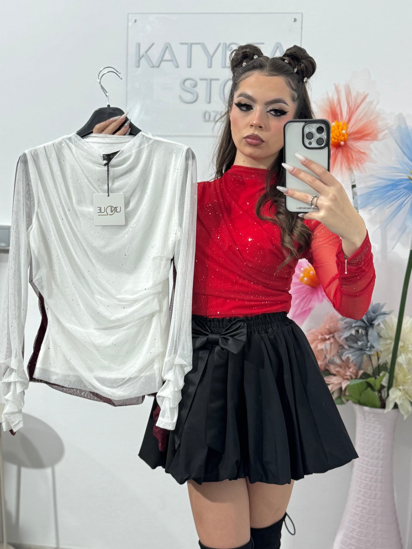 Bluză din meșa cu detalii argintii ANELIS