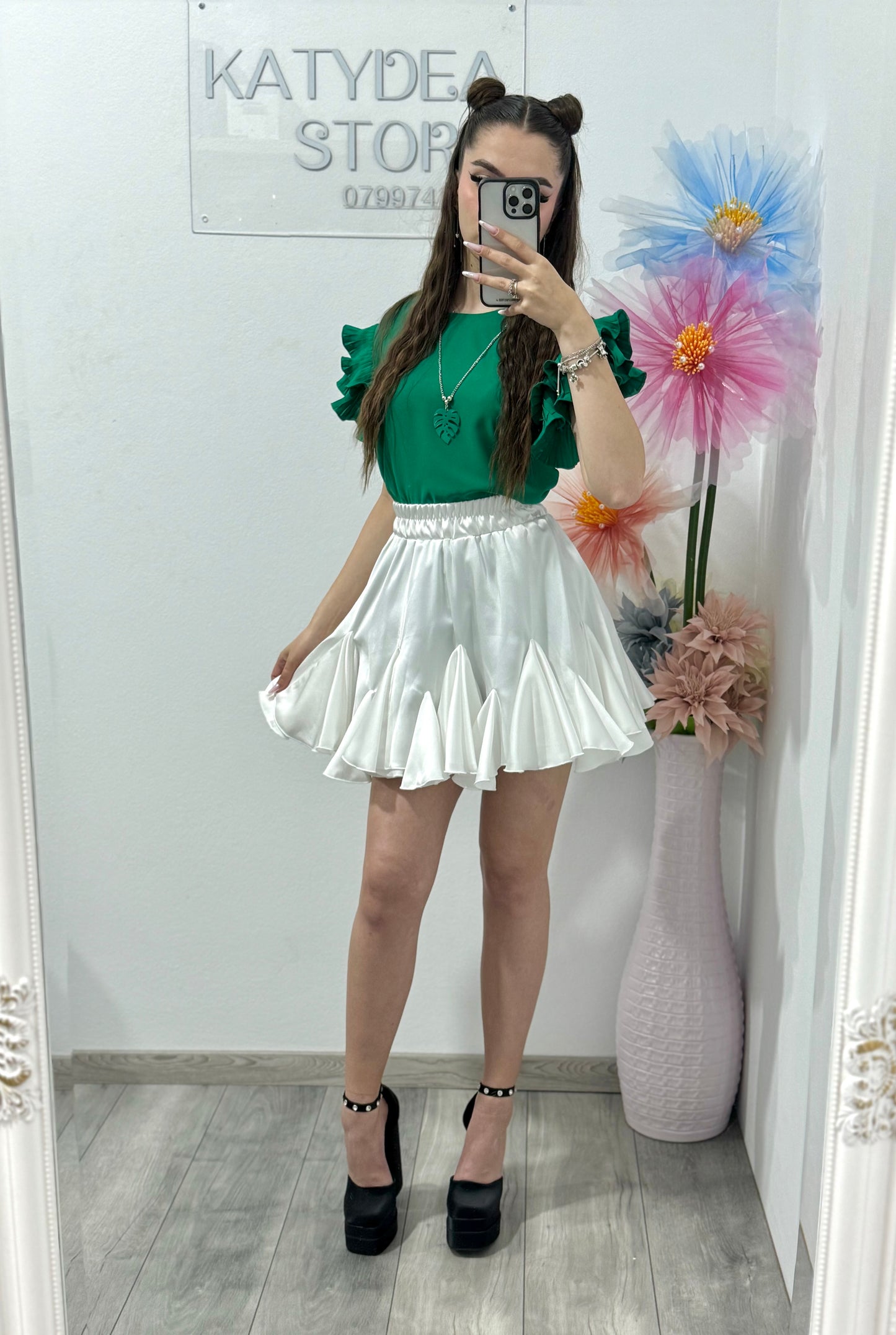 Cămașă elegantă verde intens Anabela