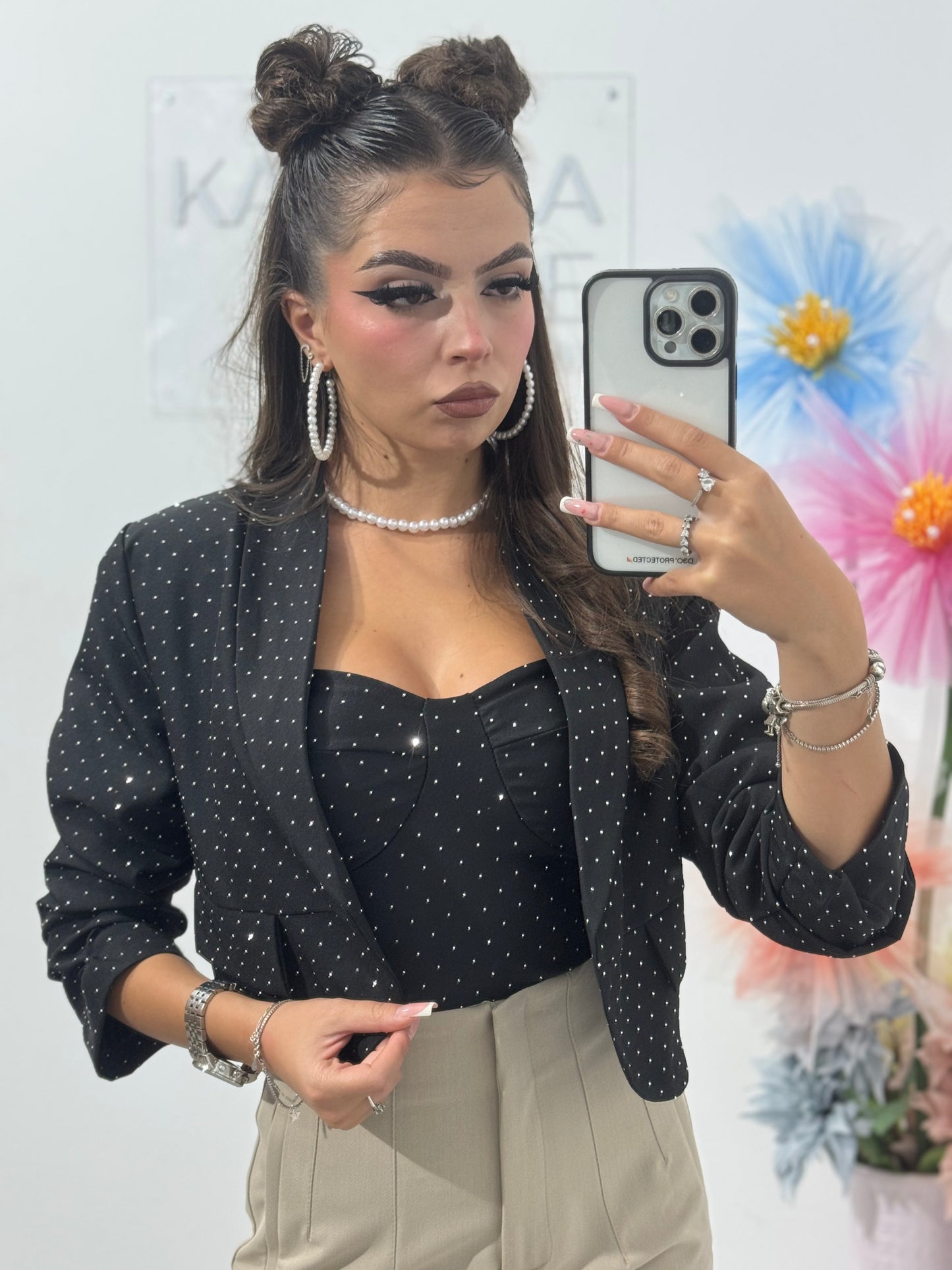 Sacou elegant cu cristale negru Karina